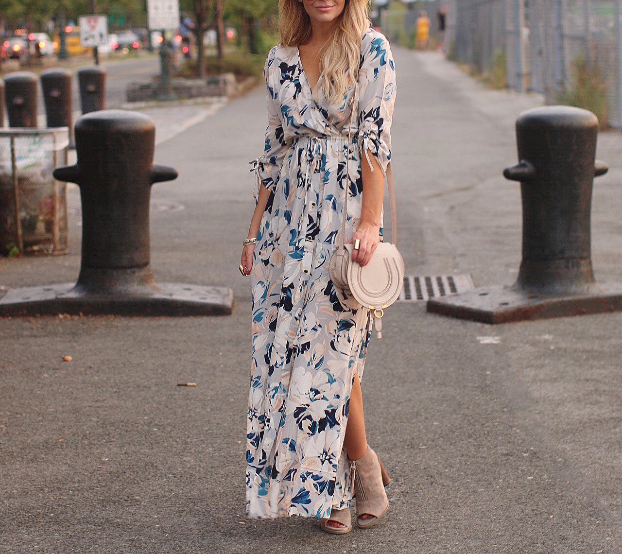 maxi dress with booties