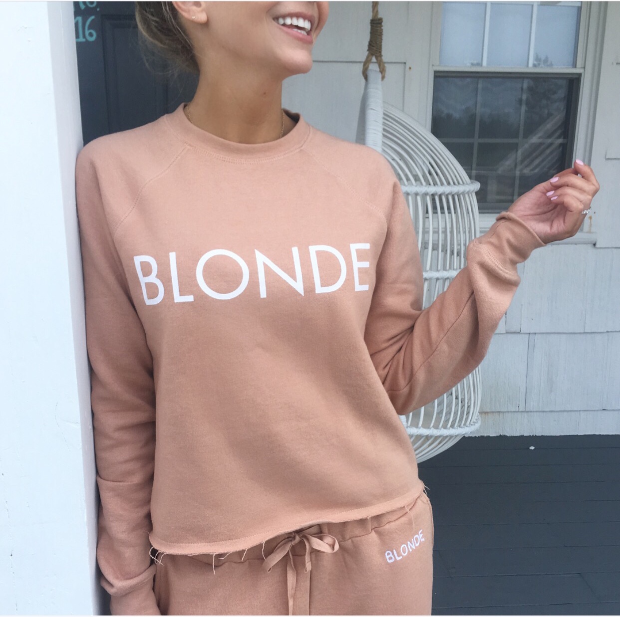 blonde sweatshirt
